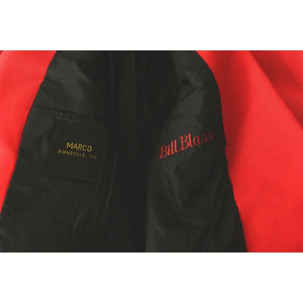 90s Vintage Bill Blass Red Blazer Mens 40R Shawl Lapel 1 Button Formal Jacket